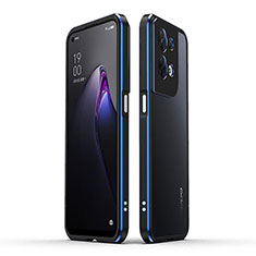 Funda Bumper Lujo Marco de Aluminio Carcasa para Oppo Reno9 Pro 5G Azul y Negro