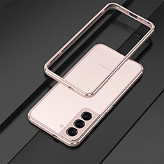 Funda Bumper Lujo Marco de Aluminio Carcasa para Samsung Galaxy S22 Plus 5G Oro Rosa