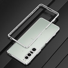 Funda Bumper Lujo Marco de Aluminio Carcasa para Sony Xperia 1 IV Plata