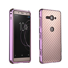 Funda Bumper Lujo Marco de Aluminio Carcasa para Sony Xperia XZ2 Compact Morado