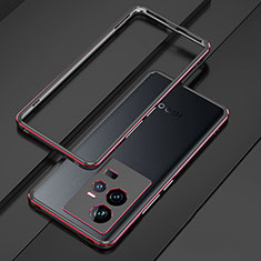 Funda Bumper Lujo Marco de Aluminio Carcasa para Vivo iQOO 11 Pro 5G Rojo y Negro