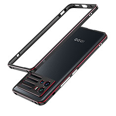 Funda Bumper Lujo Marco de Aluminio Carcasa para Vivo iQOO 9 5G Rojo y Negro