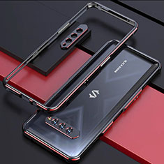 Funda Bumper Lujo Marco de Aluminio Carcasa para Xiaomi Black Shark 4S 5G Rojo y Negro