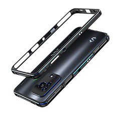 Funda Bumper Lujo Marco de Aluminio Carcasa para Xiaomi Black Shark 5 Pro 5G Azul y Negro