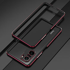 Funda Bumper Lujo Marco de Aluminio Carcasa para Xiaomi Redmi K40 Pro 5G Rojo y Negro