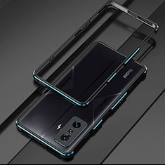 Funda Bumper Lujo Marco de Aluminio Carcasa para Xiaomi Redmi K50 Gaming 5G Azul y Negro