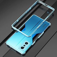 Funda Bumper Lujo Marco de Aluminio Carcasa para Xiaomi Redmi K50 Gaming AMG F1 5G Plata y Azul