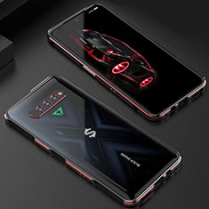 Funda Bumper Lujo Marco de Aluminio Carcasa S01 para Xiaomi Black Shark 4S 5G Rojo y Negro