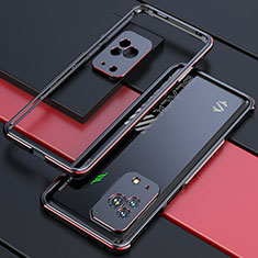 Funda Bumper Lujo Marco de Aluminio Carcasa S01 para Xiaomi Black Shark 5 5G Rojo y Negro