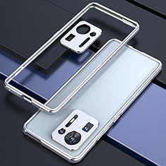 Funda Bumper Lujo Marco de Aluminio Carcasa S01 para Xiaomi Mi Mix 4 5G Plata