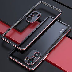 Funda Bumper Lujo Marco de Aluminio Carcasa S01 para Xiaomi Redmi K40 5G Rojo y Negro