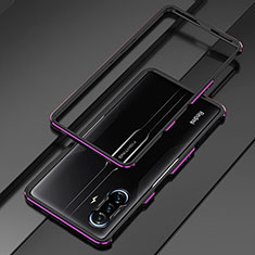 Funda Bumper Lujo Marco de Aluminio Carcasa S01 para Xiaomi Redmi K40 Gaming 5G Morado