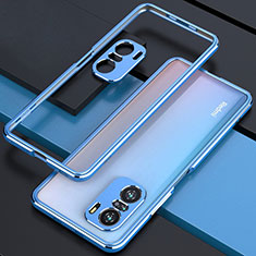 Funda Bumper Lujo Marco de Aluminio Carcasa S01 para Xiaomi Redmi K40 Pro 5G Azul