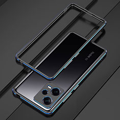Funda Bumper Lujo Marco de Aluminio Carcasa S01 para Xiaomi Redmi Note 12 Explorer Azul y Negro