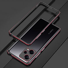 Funda Bumper Lujo Marco de Aluminio Carcasa S01 para Xiaomi Redmi Note 12 Pro+ Plus 5G Rojo y Negro