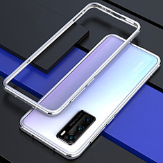 Funda Bumper Lujo Marco de Aluminio Carcasa T01 para Huawei P40 Plata