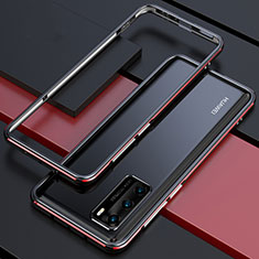 Funda Bumper Lujo Marco de Aluminio Carcasa T01 para Huawei P40 Rojo