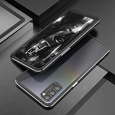 Funda Bumper Lujo Marco de Aluminio Carcasa T01 para Oppo Reno4 5G Negro