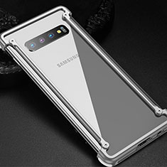 Funda Bumper Lujo Marco de Aluminio Carcasa T01 para Samsung Galaxy S10 5G Plata