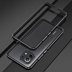 Funda Bumper Lujo Marco de Aluminio Carcasa T01 para Xiaomi Mi 11 Lite 5G NE Negro