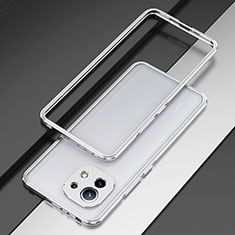 Funda Bumper Lujo Marco de Aluminio Carcasa T01 para Xiaomi Mi 11 Lite 5G NE Plata
