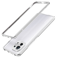 Funda Bumper Lujo Marco de Aluminio Carcasa T02 para Xiaomi Mi 11 Lite 4G Plata