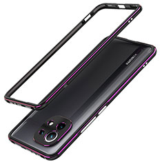 Funda Bumper Lujo Marco de Aluminio Carcasa T02 para Xiaomi Mi 11 Lite 5G Morado