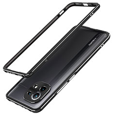 Funda Bumper Lujo Marco de Aluminio Carcasa T02 para Xiaomi Mi 11 Lite 5G Negro