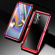 Funda Bumper Lujo Marco de Aluminio Carcasa T03 para Huawei P40 Rojo