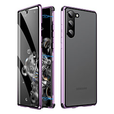 Funda Bumper Lujo Marco de Aluminio Espejo 360 Grados Carcasa LK1 para Samsung Galaxy S25 Plus 5G Morado