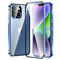 Funda Bumper Lujo Marco de Aluminio Espejo 360 Grados Carcasa LK2 para Apple iPhone 13 Azul
