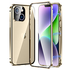 Funda Bumper Lujo Marco de Aluminio Espejo 360 Grados Carcasa LK2 para Apple iPhone 14 Oro