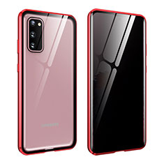 Funda Bumper Lujo Marco de Aluminio Espejo 360 Grados Carcasa LK2 para Samsung Galaxy S20 Rojo