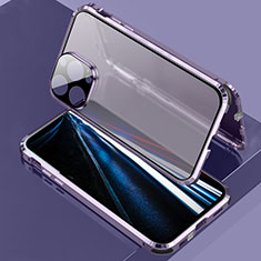 Funda Bumper Lujo Marco de Aluminio Espejo 360 Grados Carcasa LK3 para Apple iPhone 13 Pro Max Morado