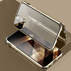 Funda Bumper Lujo Marco de Aluminio Espejo 360 Grados Carcasa LK3 para Apple iPhone 15 Oro