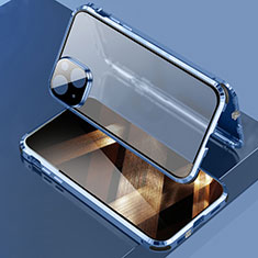 Funda Bumper Lujo Marco de Aluminio Espejo 360 Grados Carcasa LK3 para Apple iPhone 15 Plus Azul