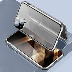 Funda Bumper Lujo Marco de Aluminio Espejo 360 Grados Carcasa LK3 para Apple iPhone 15 Plus Plata