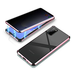 Funda Bumper Lujo Marco de Aluminio Espejo 360 Grados Carcasa LK3 para Samsung Galaxy S20 5G Oro Rosa