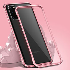 Funda Bumper Lujo Marco de Aluminio Espejo 360 Grados Carcasa LK3 para Samsung Galaxy S20 Plus 5G Oro Rosa