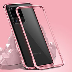 Funda Bumper Lujo Marco de Aluminio Espejo 360 Grados Carcasa LK3 para Samsung Galaxy S20 Ultra 5G Oro Rosa