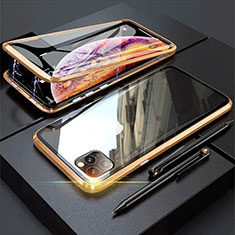 Funda Bumper Lujo Marco de Aluminio Espejo 360 Grados Carcasa M01 para Apple iPhone 11 Pro Max Oro