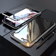 Funda Bumper Lujo Marco de Aluminio Espejo 360 Grados Carcasa M01 para Apple iPhone 7 Plus Plata