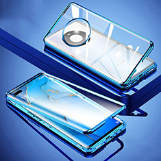 Funda Bumper Lujo Marco de Aluminio Espejo 360 Grados Carcasa M01 para Huawei Mate 40 Pro Azul