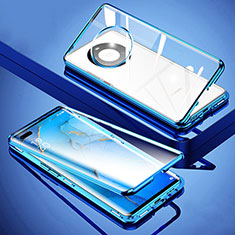 Funda Bumper Lujo Marco de Aluminio Espejo 360 Grados Carcasa M01 para Huawei Mate 40 Pro+ Plus Azul