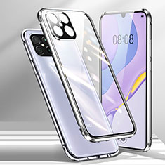 Funda Bumper Lujo Marco de Aluminio Espejo 360 Grados Carcasa M01 para Huawei Nova 8 SE 5G Plata