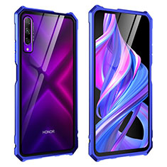 Funda Bumper Lujo Marco de Aluminio Espejo 360 Grados Carcasa M01 para Huawei P Smart Pro (2019) Azul