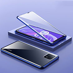 Funda Bumper Lujo Marco de Aluminio Espejo 360 Grados Carcasa M01 para Oppo A72 5G Azul