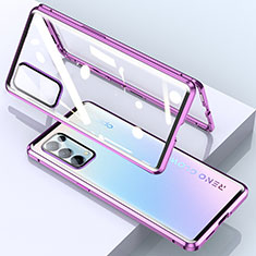 Funda Bumper Lujo Marco de Aluminio Espejo 360 Grados Carcasa M01 para Oppo Reno5 5G Morado