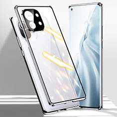 Funda Bumper Lujo Marco de Aluminio Espejo 360 Grados Carcasa M01 para Xiaomi Mi 11 Lite 5G NE Plata