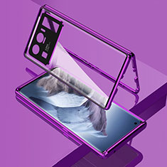 Funda Bumper Lujo Marco de Aluminio Espejo 360 Grados Carcasa M01 para Xiaomi Mi 11 Ultra 5G Morado